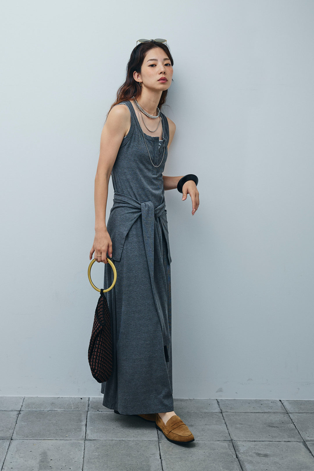 [予約]ラップレイヤードリブロングワンピース