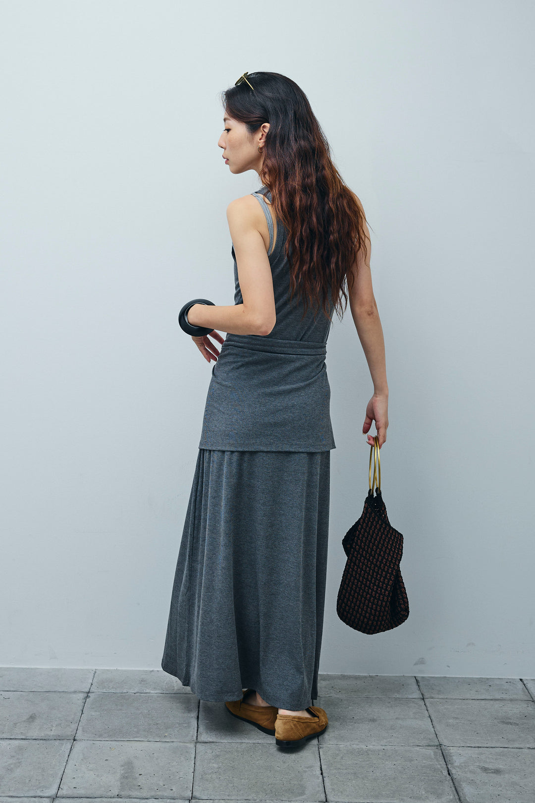 [予約]ラップレイヤードリブロングワンピース