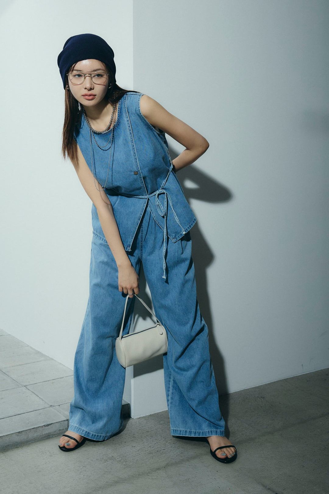 [予約]ベルト付きデニムセットアップ