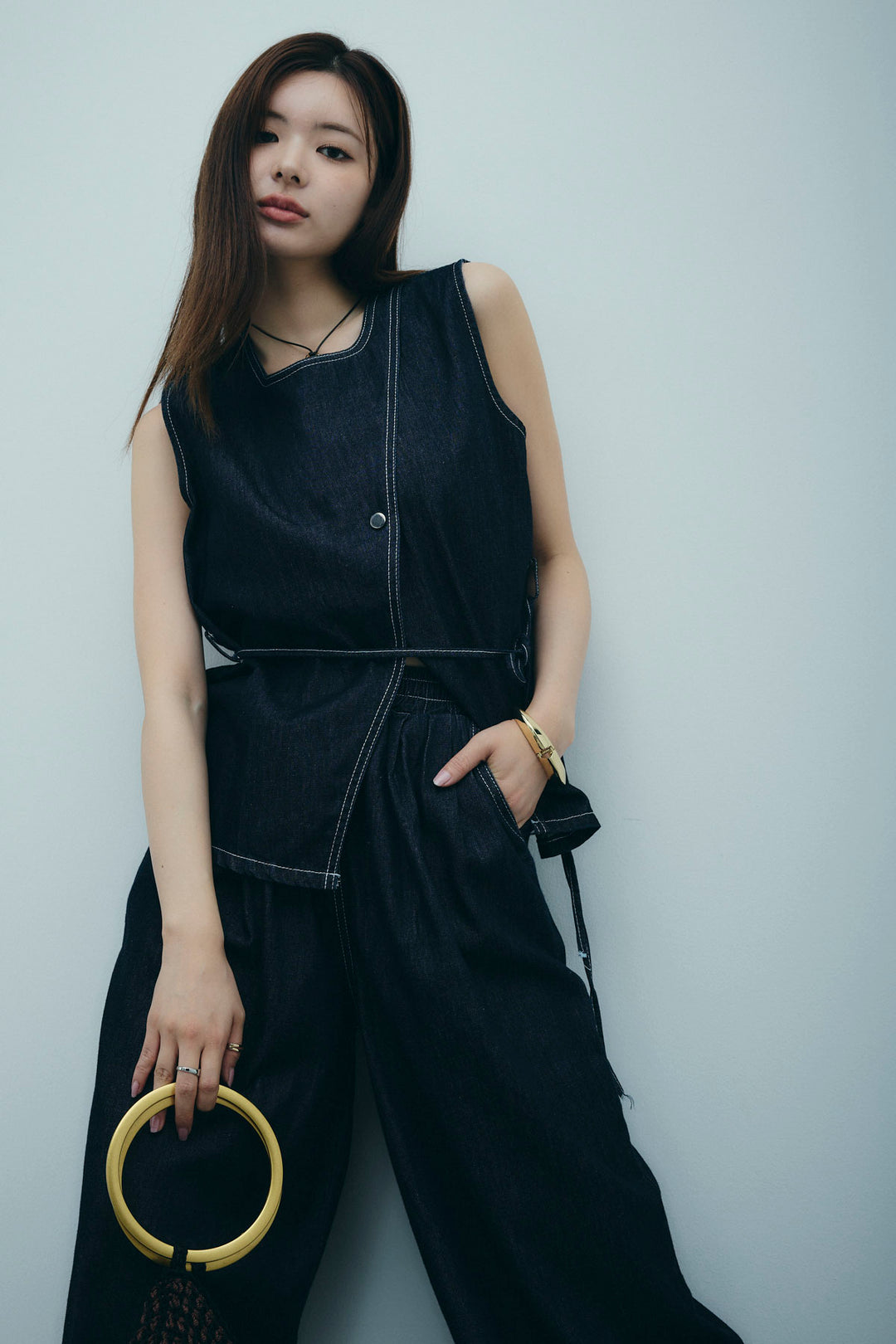 [予約]ベルト付きデニムセットアップ