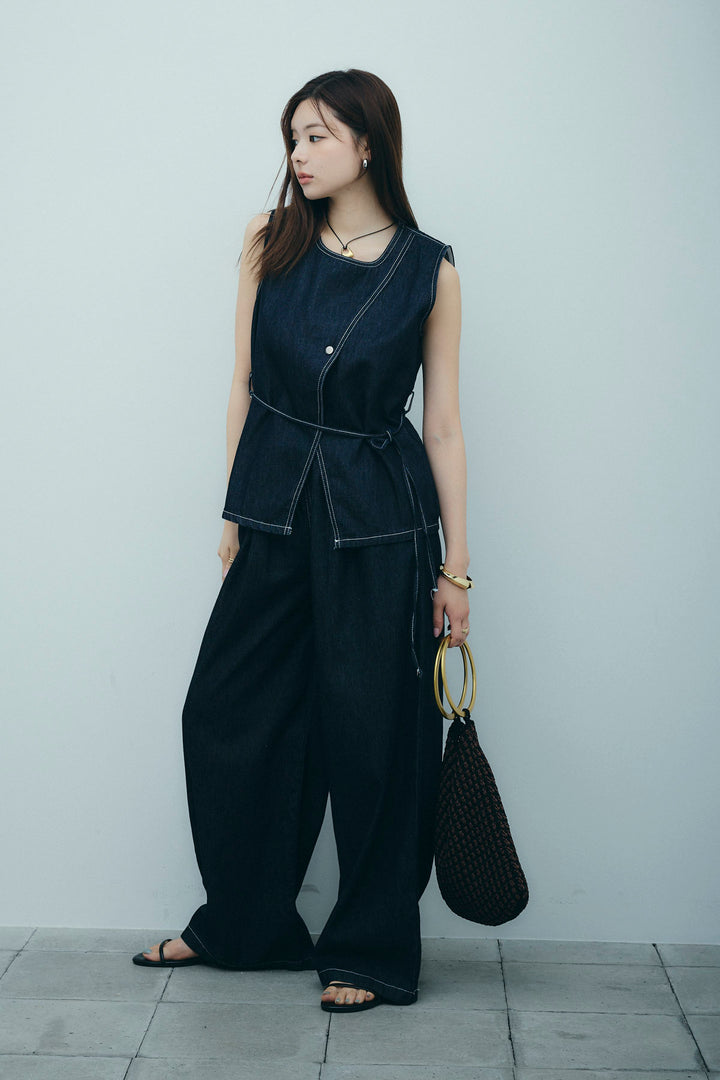 [予約]ベルト付きデニムセットアップ