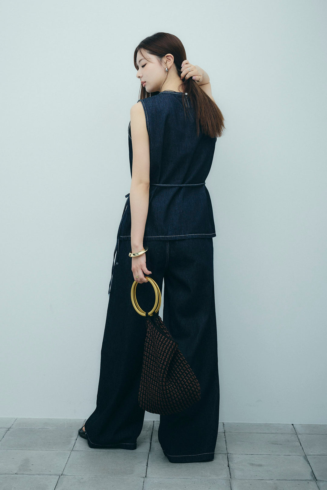 [予約]ベルト付きデニムセットアップ