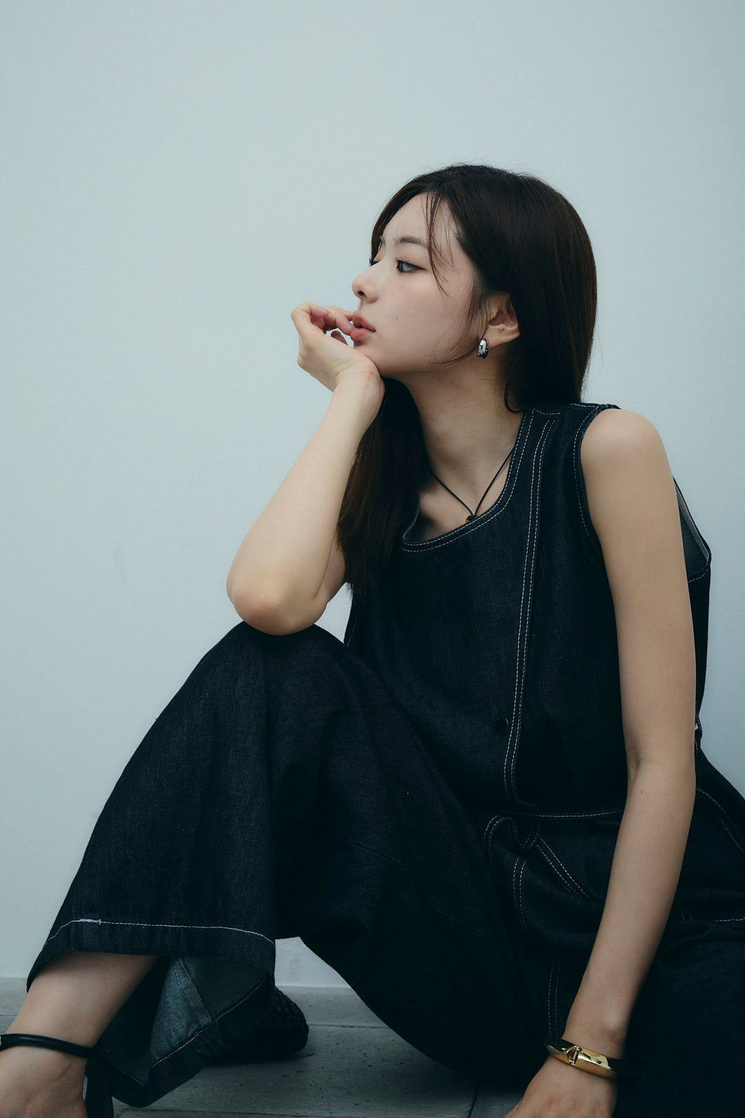 [予約]ベルト付きデニムセットアップ