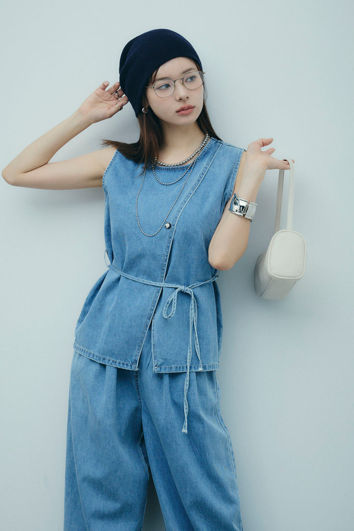[予約]ベルト付きデニムセットアップ