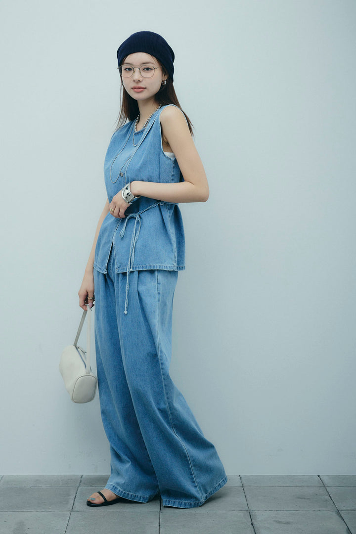 [予約]ベルト付きデニムセットアップ