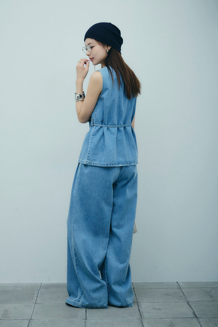 [予約]ベルト付きデニムセットアップ