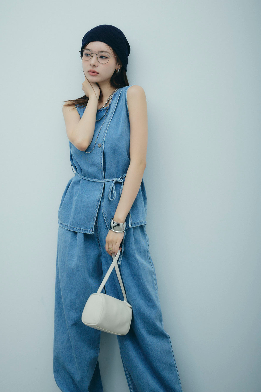 [予約]ベルト付きデニムセットアップ