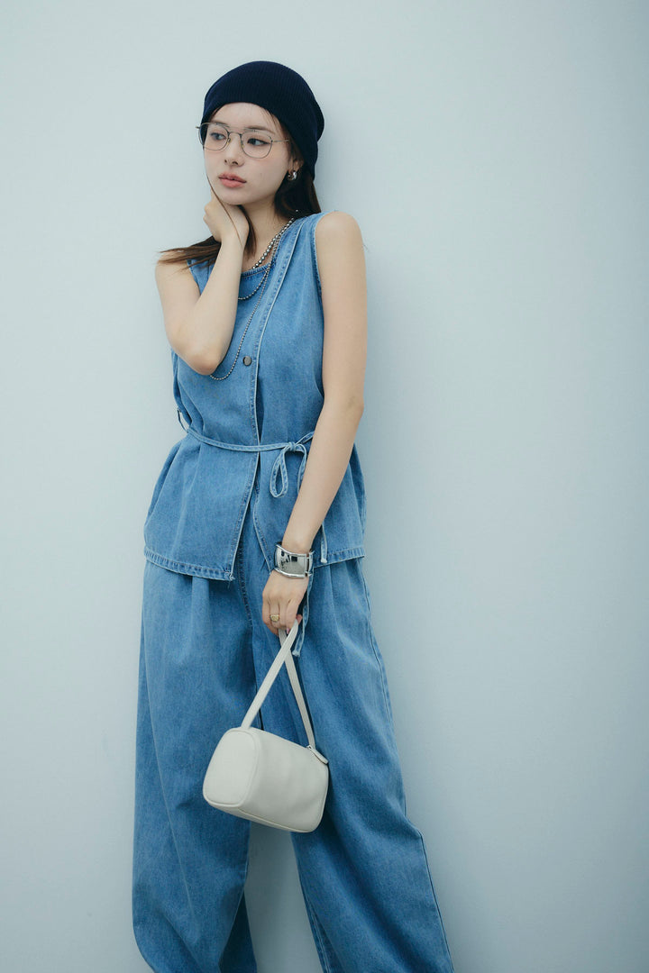 [予約]ベルト付きデニムセットアップ