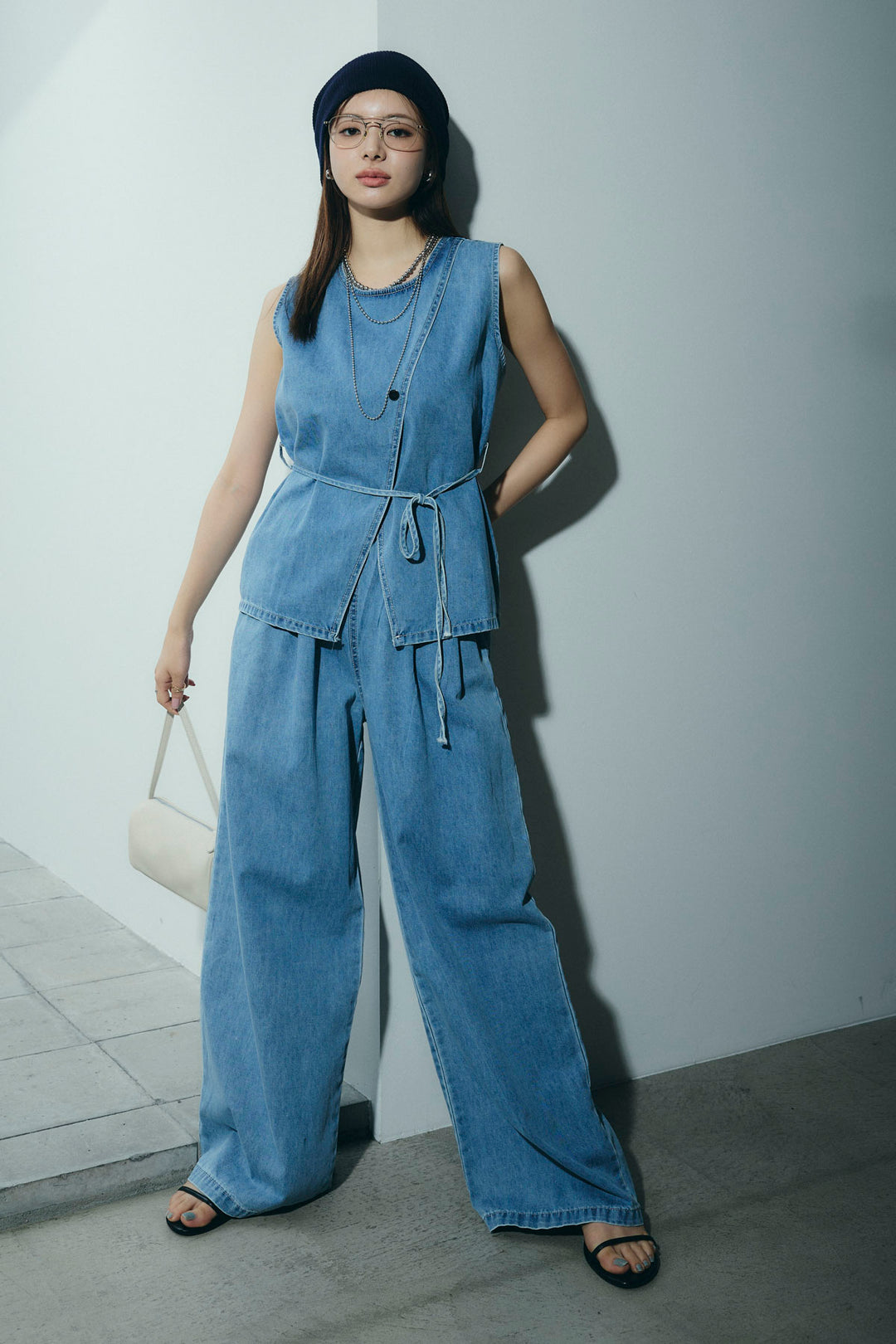 [予約]ベルト付きデニムセットアップ