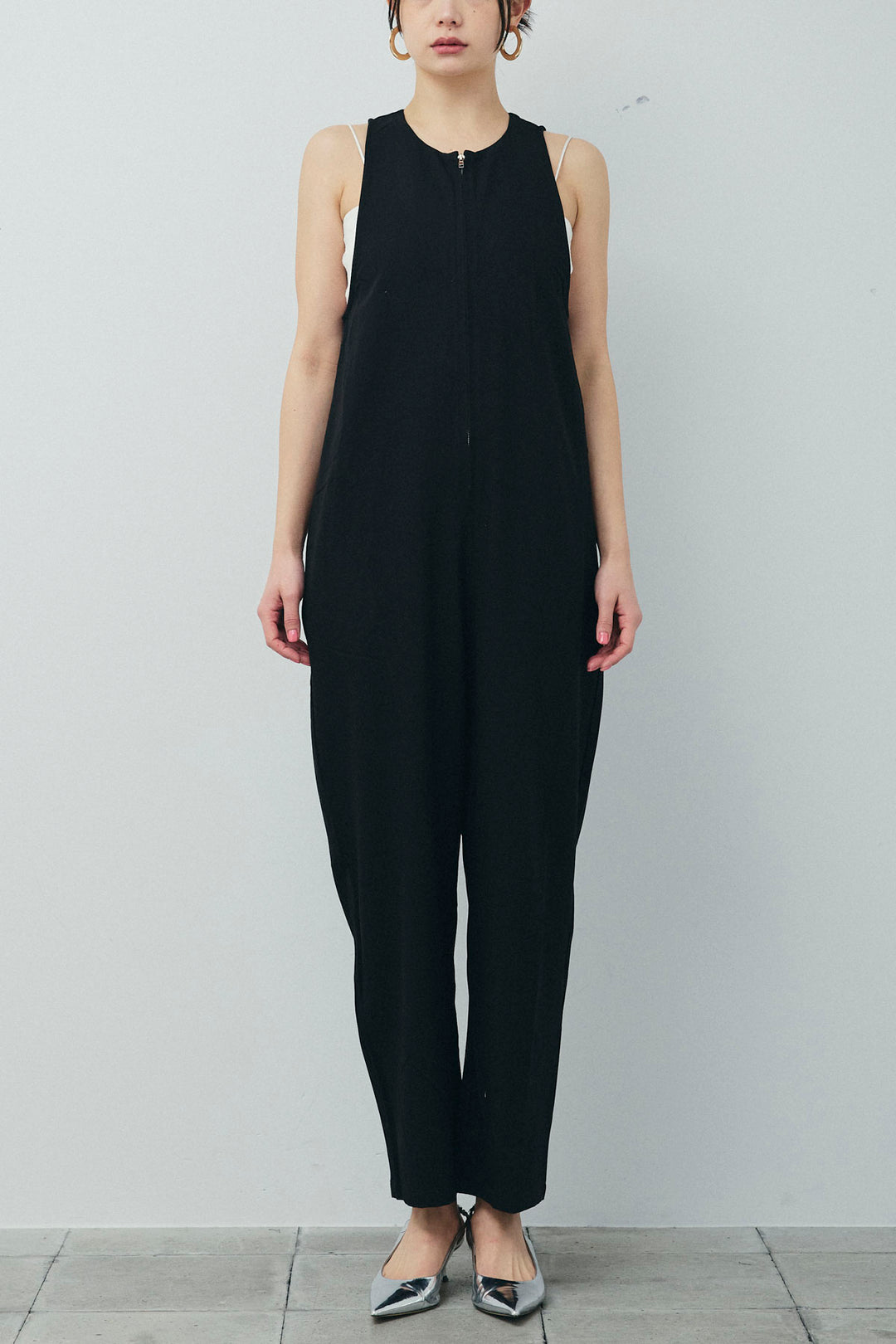 [予約/SET]カットオフショートデニムジャケット+アメリカンスリーブオールインワン(2set)